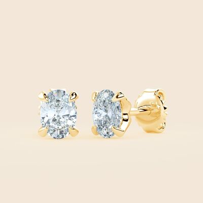 Lily Oval Studs - 14k Gold