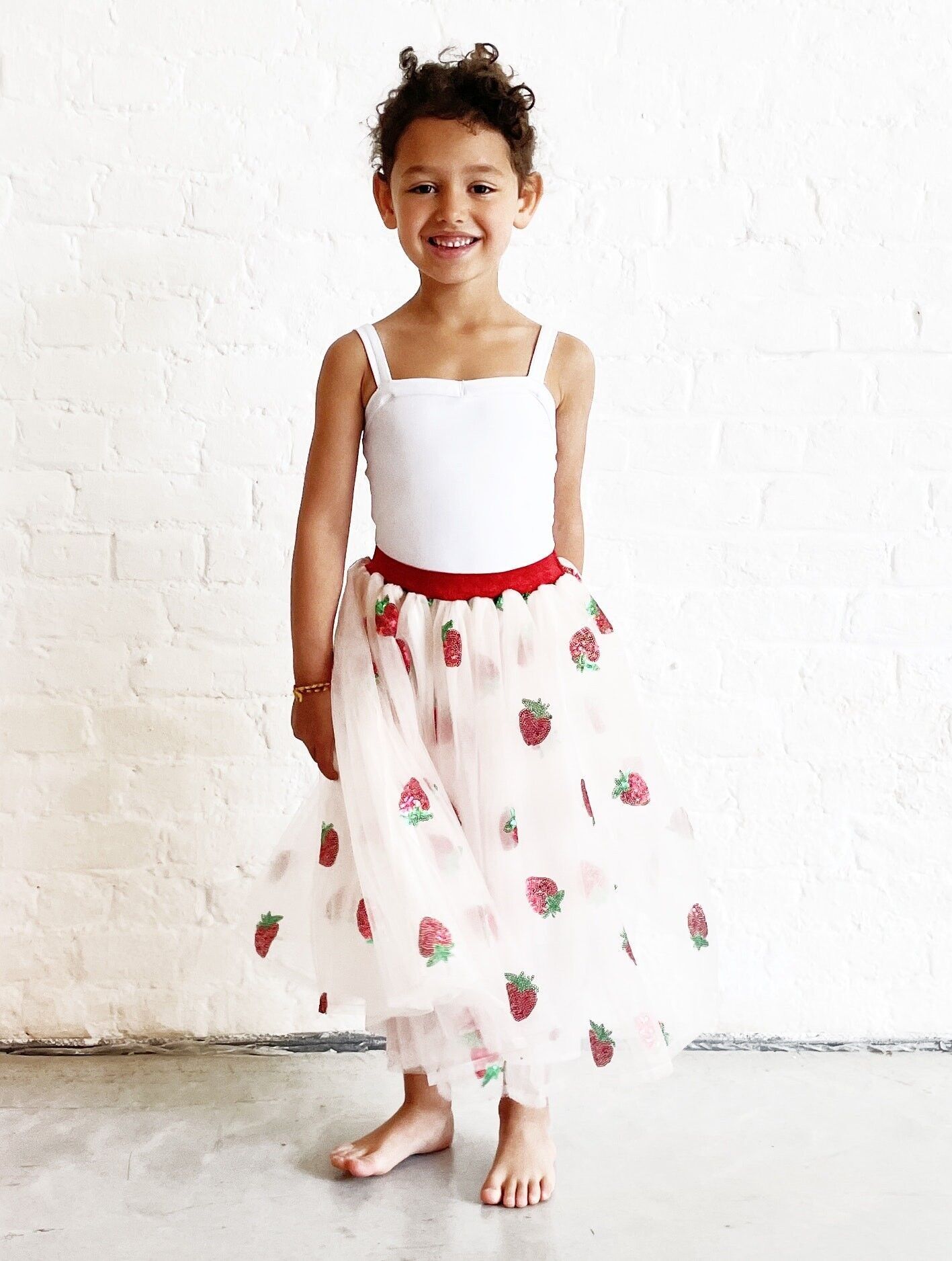 Sottoveste lunga fragola con paillettes