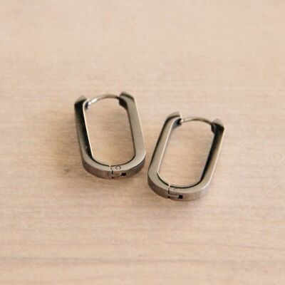 Stainless steel oval earrings "wide" - silver