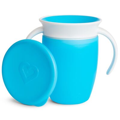 Tasse anti-goutte Miracle 360º avec poignées et couvercle 200ml - Bleu