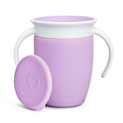 Tasse anti-goutte Miracle 360º avec poignées et couvercle 200ml - Lilas