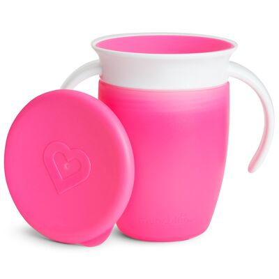 Miracle 360º anti-drip mug with handles and lid 200ml - Pink