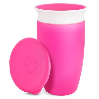 Bicchiere Miracle 360º antigoccia con coperchio 295ml - Rosa