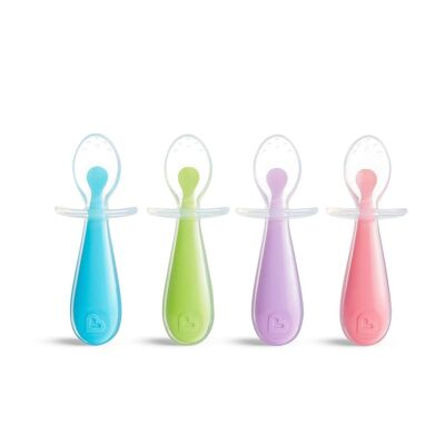 Pack de cuillères d'apprentissage douces en silicone (2 unités) - Assortiment de 2 couleurs