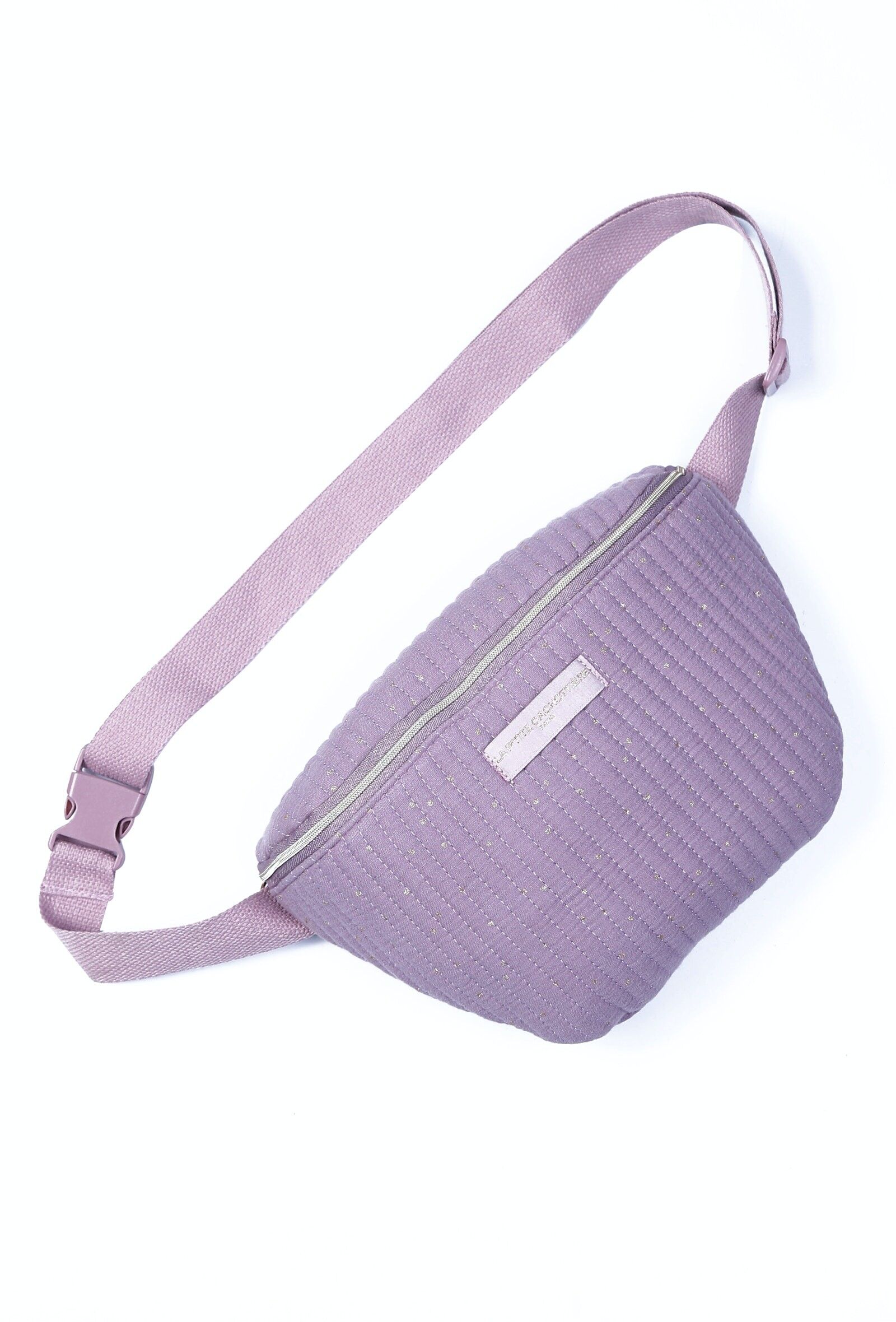 Borsa a banana trapuntata Parma con pois dorati