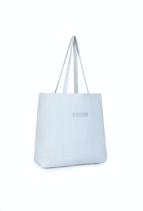 Tote bag matelassé pistache pois dorés