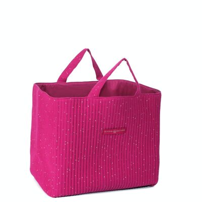 Tote grande acolchado color ciruela con lunares dorados