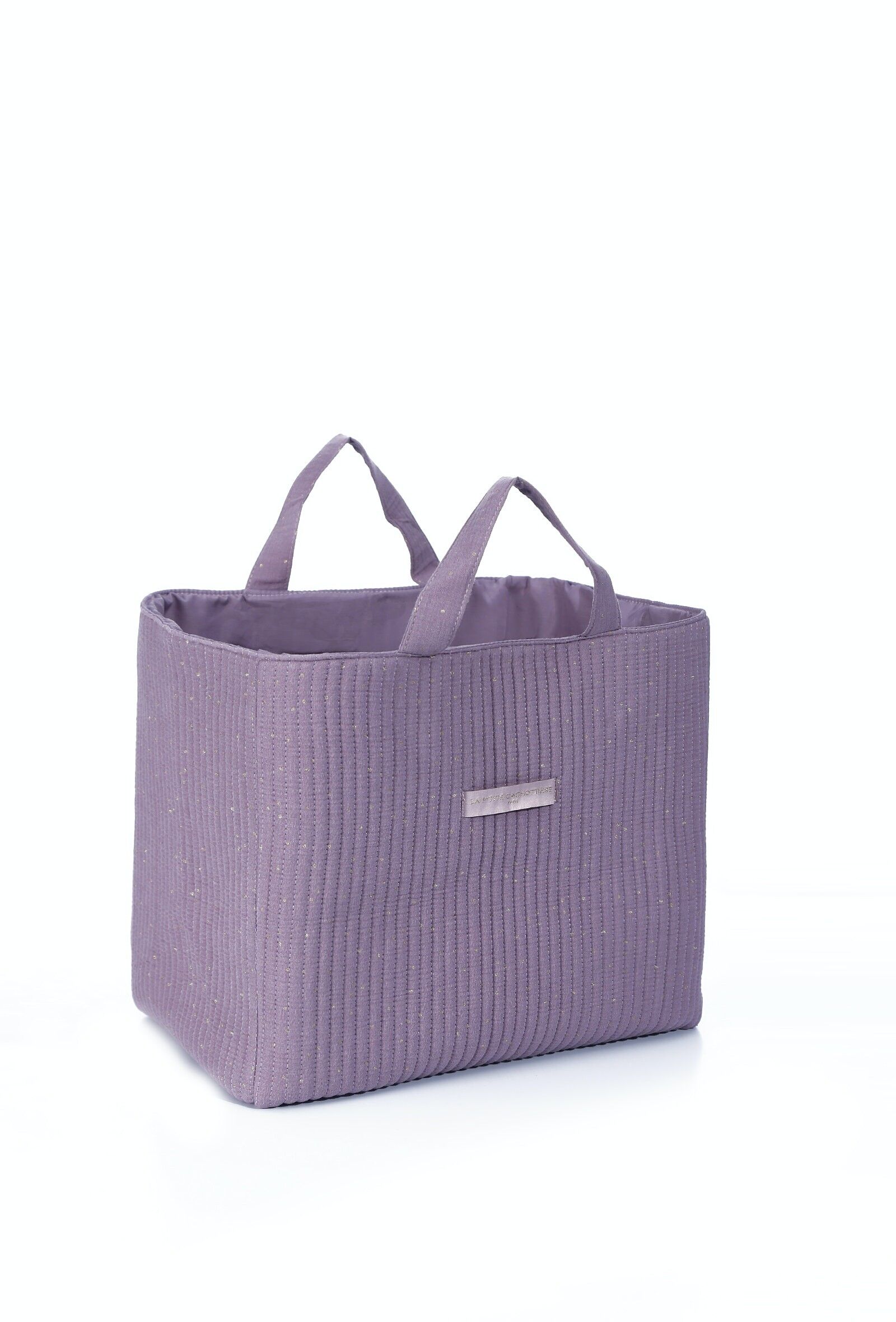 Buy wholesale Pistachio quilted tote bag with golden polka dots