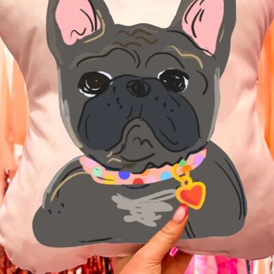 Bulldog francés negro - Decorativo - Cojín con forma