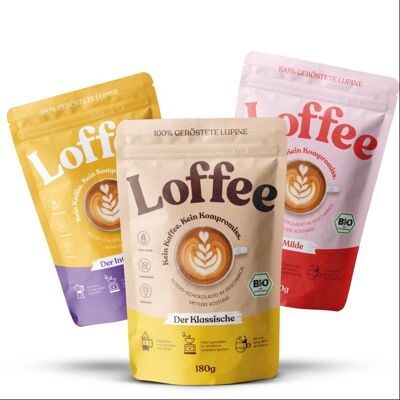 Campione di caffè biologico al lupino - 3 x 180g - macinato