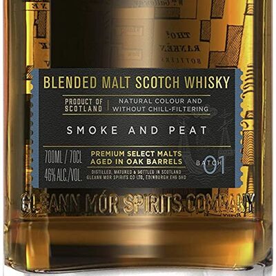 Whisky Row, fumo e torba, whisky di malto scozzese miscelato 70cl