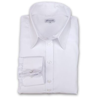 Grenouille Chemise blanche pour femme avec col à deux boutons et poignets mousquetaires