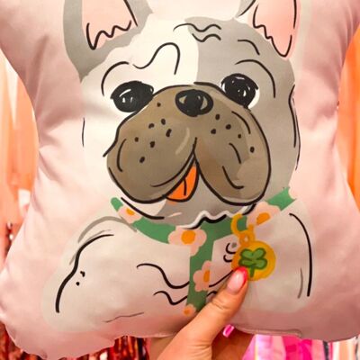 Bulldog Francés Blanco - Decorativo - Cojín con Forma