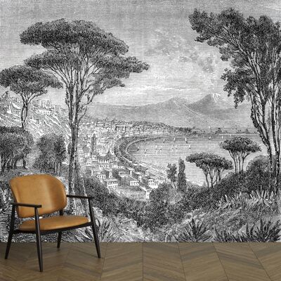 Panoramic Engraving Wallpaper - Naples - Ciment factory