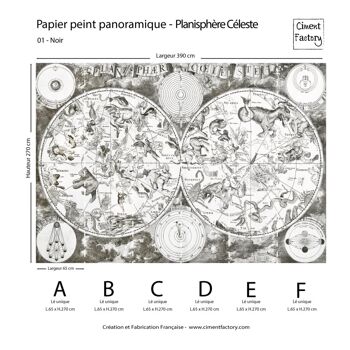 Papier Peint Panoramique Gravure - Planisphère Céleste 3
