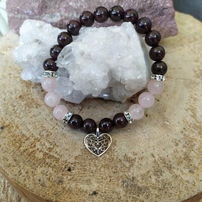 Bracelet grenat et quartz rose