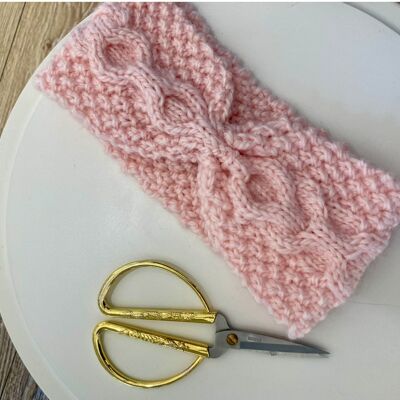 Wollstirnband für Erwachsene - Rosalie - Pink - Stirnband hergestellt in Frankreich
