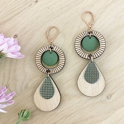 Boucles d'oreilles ETHNIQUE vert de gris