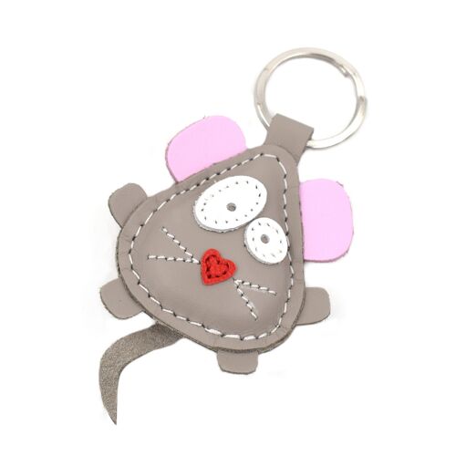 Michael The Cute Little Mouse Leather Animal Keychain