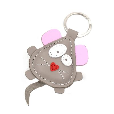 Michael The Cute Little Mouse Leather Animal Keychain