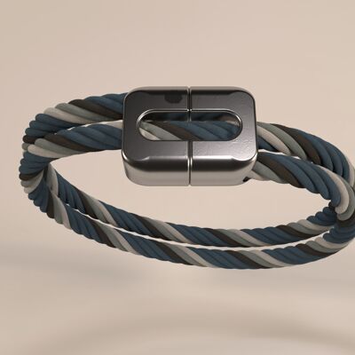 Unisex Natural Linen Bracelet, Ron Clasp, Pure Black