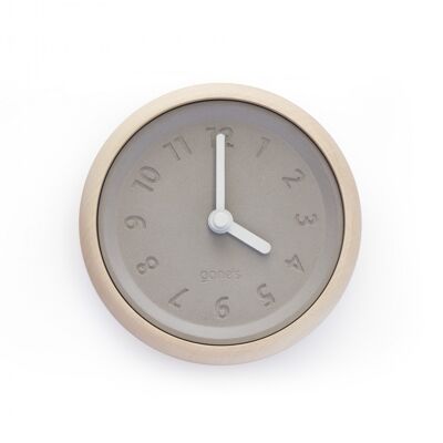 White hands wood and concrete wall clock - Toupie