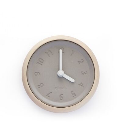 White hands wood and concrete wall clock - Toupie