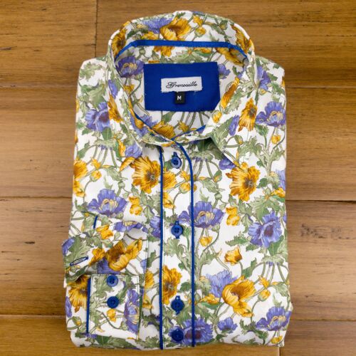 Grenouille Ladies Blue & Yellow Anemone Flower Shirt