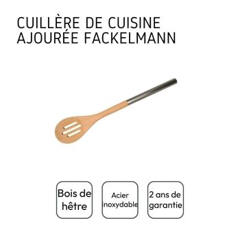 Cuillère en bois ajourée avec manche inox 34 cm en tout Fackelmann Boissellerie 4