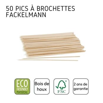 Lot de 50 piques en bois pour brochettes de 25 cm Fackelmann Eco Friendly 4