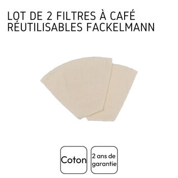 Lot de 2 filtres à café réutilisables en coton Fackelmann 2