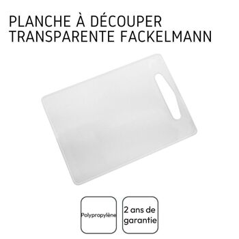 Planche à découper en plastique 34 x 24 cm transparente Fackelmann Basic 2