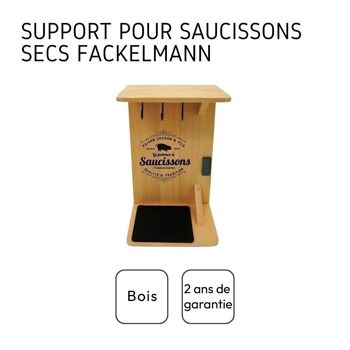 Support en bois pour saucisson sec avec crochets Fackelmann 2