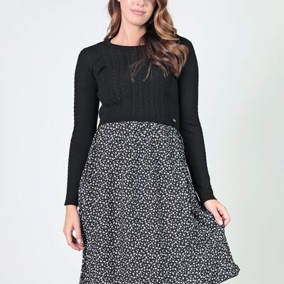 Nursing dress with printed skirt