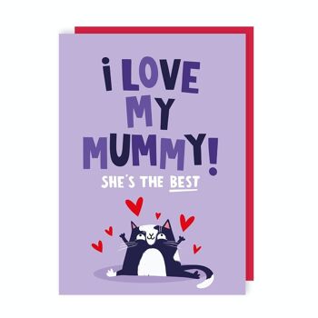 Lot de 6 cartes de fête des mères J'aime ma maman 2