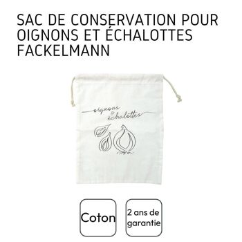 Sac de conservation pour oignons et échalottes en coton Fackelmann Eco Friendly 3