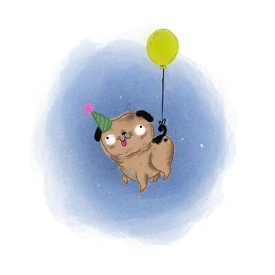 Reusable Eco Greeting Cards - Pugs like to party
