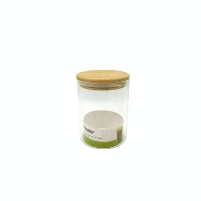 Caja de almacenamiento de vidrio de 0.9L con tapa de bambú ecológica Fackelmann