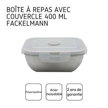 Lunch box inox 400 ml allant au microonde avec couvercle Fackelmann 5