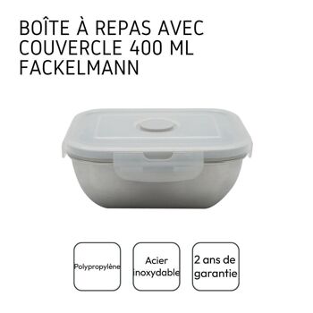 Lunch box inox 400 ml allant au microonde avec couvercle Fackelmann 10