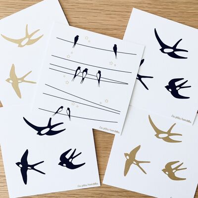 Cards - Set of 5 swallow cards