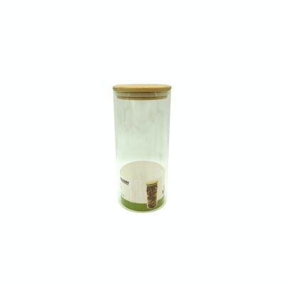 Caja de almacenamiento de vidrio de 1,5 l con tapa de bambú ecológica Fackelmann