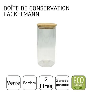 Boite de conservation en verre 2 litres avec couvercle en Bambou Fackelmann Eco Friendly 5