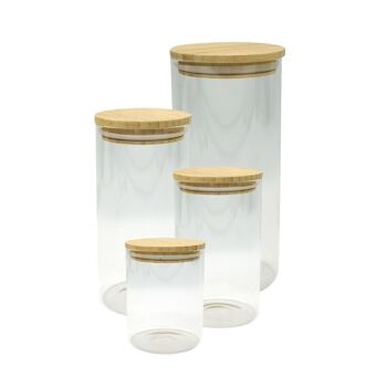 Set de 4 boîtes de conservation en verre avec couvercle en Bambou Fackelmann Eco Friendly 1