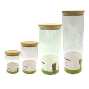 Set de 4 boîtes de conservation en verre avec couvercle en Bambou Fackelmann Eco Friendly 5