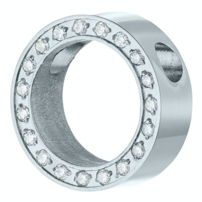 PURE - pendant circle with mounted zirconia made of stainless steel