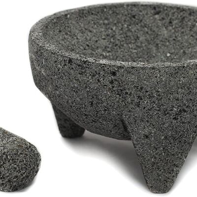 Mortier ''Molcajete'' en pierre volcanique 18 cm avec temolote
