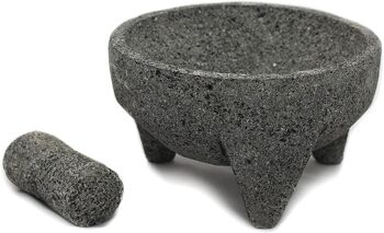 Mortier ''Molcajete'' en pierre volcanique 18 cm avec temolote