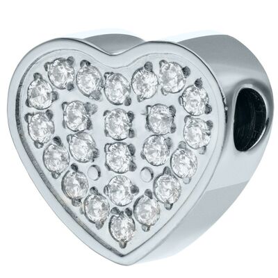 PURE - heart pendant with set zirconia made of stainless steel