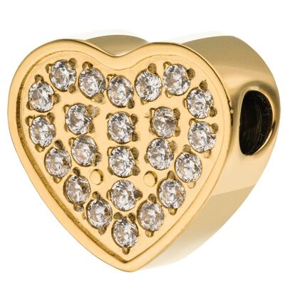 PURE - heart pendant with set zirconia made of stainless steel gold